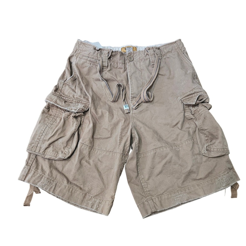 Trailer Cargo Shorts Mens 36 Tan Distressed Baggy Utility Gorpcore